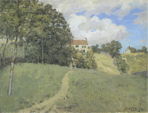 Paisagem com casas (Alfred Sisley) - Reprodução com Qualidade Museu