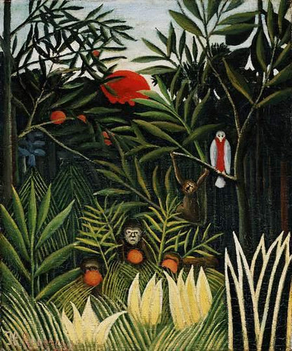 Paisagem com macacos (Henri Rousseau) - Reprodução com Qualidade Museu