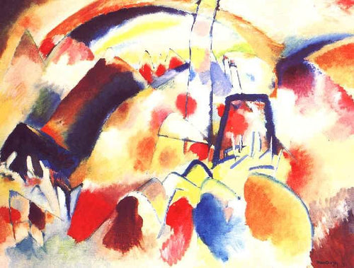 Paisagem com manchas vermelhas (Wassily Kandinsky) - Reprodução com Qualidade Museu