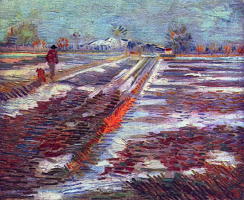 Paisagem na neve (Vincent Van Gogh) - Reprodução com Qualidade Museu