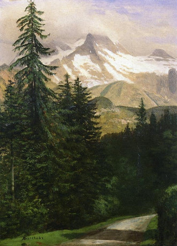 Paisagem com montanhas cobertas de neve (Albert Bierstadt) - Reprodução com Qualidade Museu