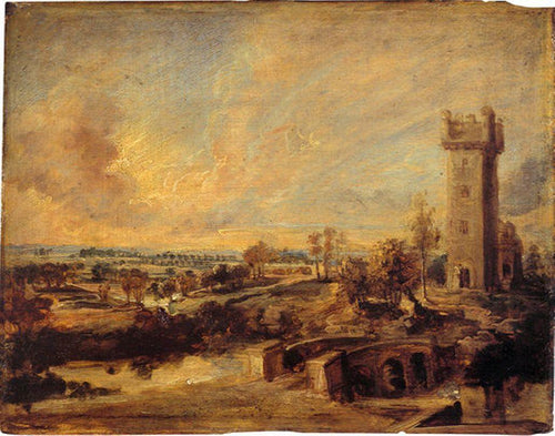 Paisagem com torre (Peter Paul Rubens) - Reprodução com Qualidade Museu