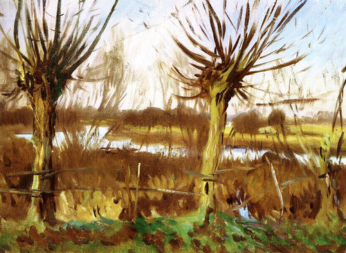 Paisagem com árvores, Calcot, no Tamisa (John Singer Sargent) - Reprodução com Qualidade Museu