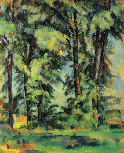 Árvores grandes em Jas De Bouffan (Paul Cézanne) - Reprodução com Qualidade Museu