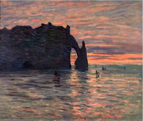 Etretat, pôr do sol (Claude Monet) - Reprodução com Qualidade Museu