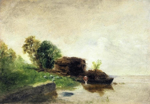 Lavadeira nas margens do rio (Camille Pissarro) - Reprodução com Qualidade Museu