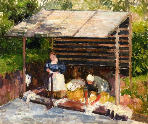 Lavadeiras em Eragny (Camille Pissarro) - Reprodução com Qualidade Museu