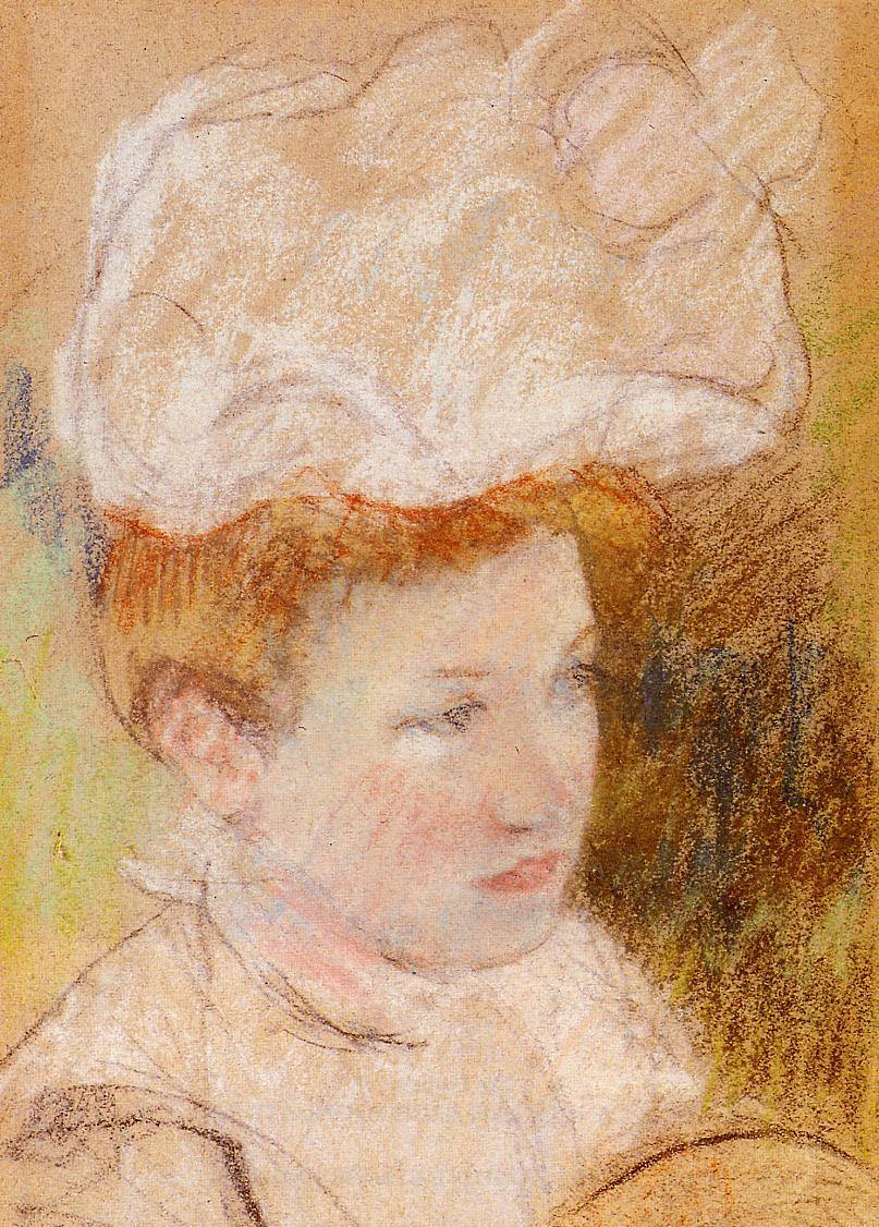 Leontine com um chapéu rosa fofo (Mary Cassatt) - Reprodução com Qualidade Museu
