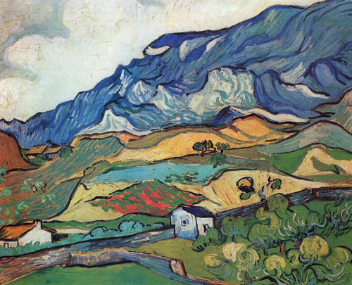 Paisagem montanhosa de Les Alpilles perto de South Reme (Vincent Van Gogh) - Reprodução com Qualidade Museu