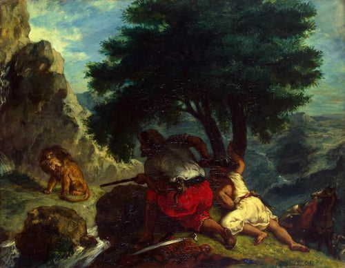 Caça ao Leão em Marrocos (Eugene Delacroix) - Reprodução com Qualidade Museu