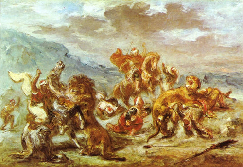 Caça ao leão (Eugene Delacroix) - Reprodução com Qualidade Museu