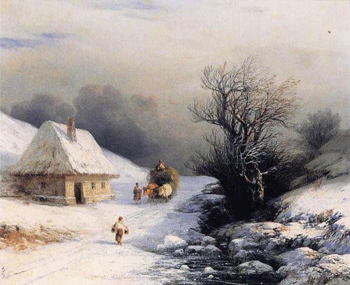 Carrinho de boi russo no inverno (Ivan Aivazovsky) - Reprodução com Qualidade Museu