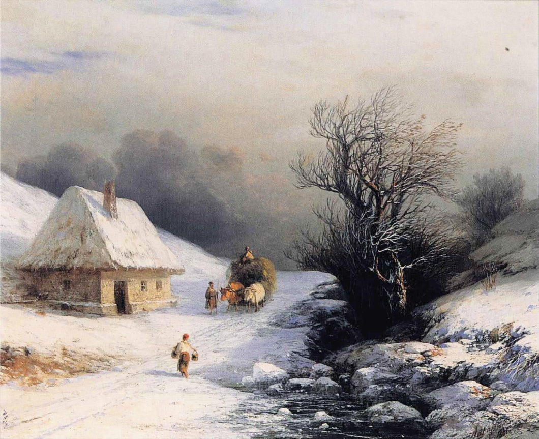 Carrinho de boi russo no inverno - Ivan Aivazovsky