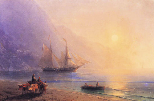 Carregando provisões na costa da Crimeia (Ivan Aivazovsky) - Reprodução com Qualidade Museu