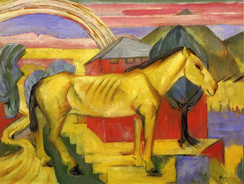 Cavalo Amarelo Longo (Franz Marc) - Reprodução com Qualidade Museu