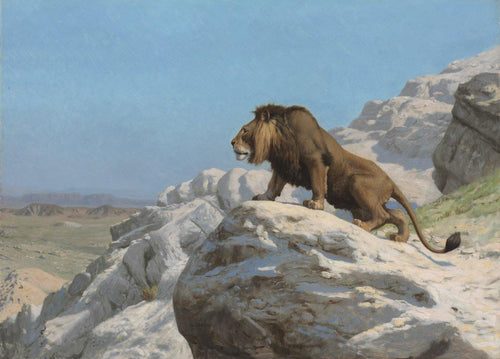 Leão em alerta (Jean-Leon Gerome) - Reprodução com Qualidade Museu