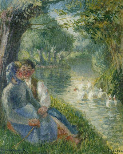 Amantes sentados aos pés de um salgueiro (Camille Pissarro) - Reprodução com Qualidade Museu