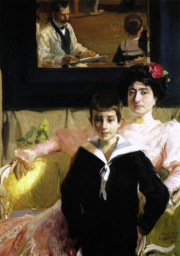 Lucrecia Arana com seu filho (Joaquin Sorolla) - Reprodução com Qualidade Museu