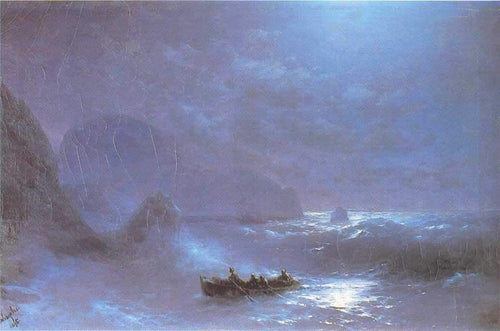 Noite lunar em um mar (Ivan Aivazovsky) - Reprodução com Qualidade Museu