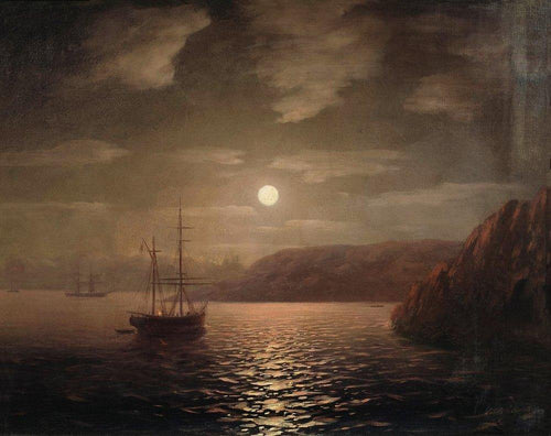 Noite lunar no mar Negro (Ivan Aivazovsky) - Reprodução com Qualidade Museu