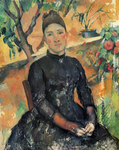 Madame Cézanne na estufa (Paul Cézanne) - Reprodução com Qualidade Museu
