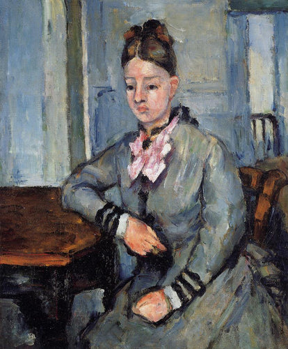 Madame Cezanne apoiada em uma mesa (Paul Cézanne) - Reprodução com Qualidade Museu