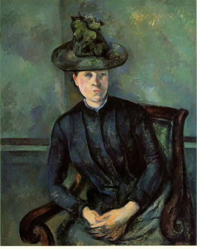 Mulher com um chapéu verde - Madame Cezanne (Paul Cézanne) - Reprodução com Qualidade Museu