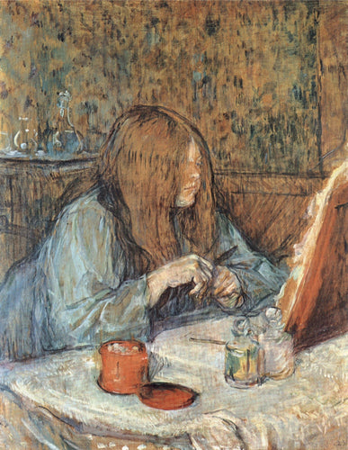 Madame Poupoule em sua penteadeira (Henri de Toulouse-Lautrec) - Reprodução com Qualidade Museu