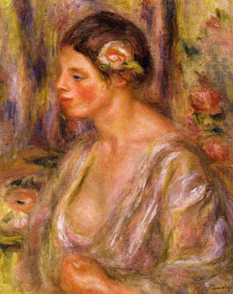 Madeline vestindo uma rosa (Pierre-Auguste Renoir) - Reprodução com Qualidade Museu