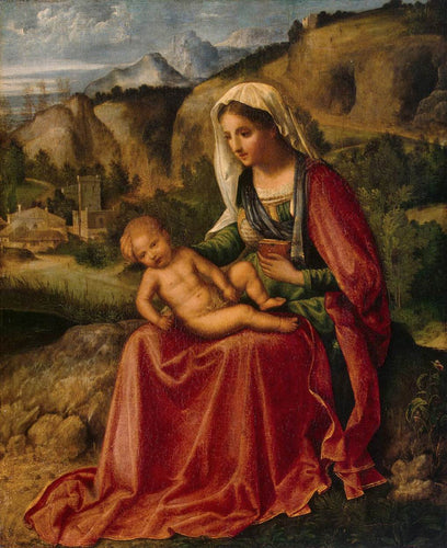 Madonna e criança em uma paisagem (Giorgione) - Reprodução com Qualidade Museu
