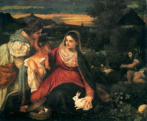 Madonna e criança com Santa Catarina e um coelho