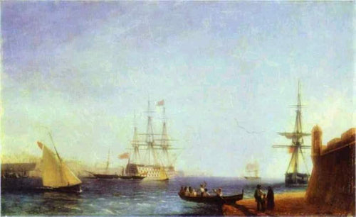 Malta Valetto Harbour (Ivan Aivazovsky) - Reprodução com Qualidade Museu