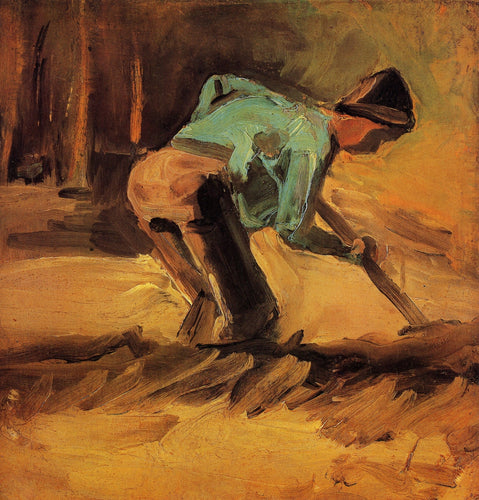 Homem inclinando-se com pau ou pá (Vincent Van Gogh) - Reprodução com Qualidade Museu