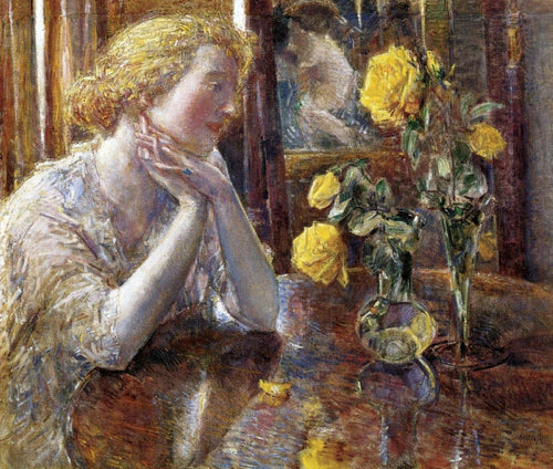 Marechal Niel Roses (Childe Hassam) - Reprodução com Qualidade Museu