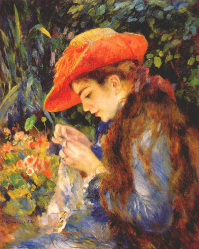 Mademoiselle Marie Therese Durand Ruel Costurando (Pierre-Auguste Renoir) - Reprodução com Qualidade Museu