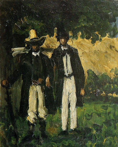 Marion e Valabregue posando para uma foto (Paul Cézanne) - Reprodução com Qualidade Museu