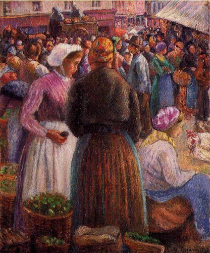 Mercado em Pontoise (Camille Pissarro) - Reprodução com Qualidade Museu