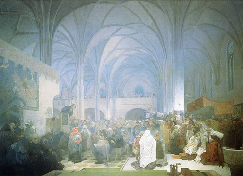 Mestre Jan Hus pregando na capela de Belém - Replicarte