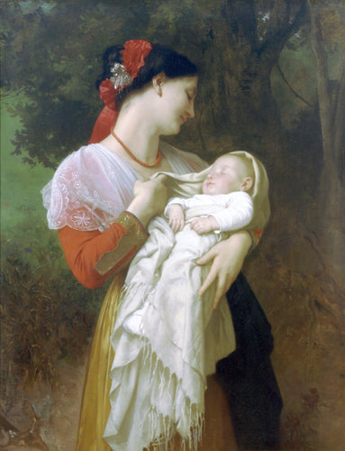 Admiração Materna (William-Adolphe Bouguereau) - Reprodução com Qualidade Museu