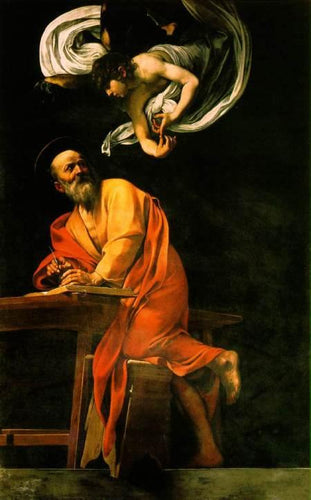 A Inspiração de São Mateus (Caravaggio) - Reprodução com Qualidade Museu