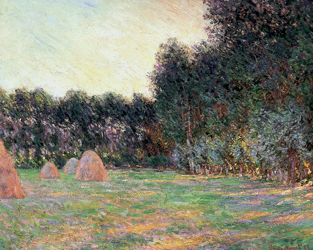 Prado com montes de feno perto de Giverny (Claude Monet) - Reprodução com Qualidade Museu