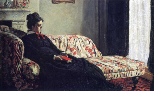 Meditação, Madame Monet sentada em um sofá (Claude Monet) - Reprodução com Qualidade Museu