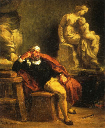 Michelangelo em seu estúdio (Eugene Delacroix) - Reprodução com Qualidade Museu