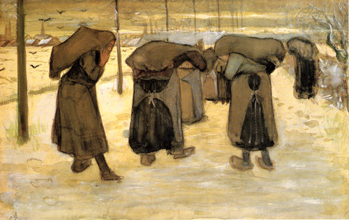Esposas de mineiros carregando sacos de carvão (Vincent Van Gogh) - Reprodução com Qualidade Museu