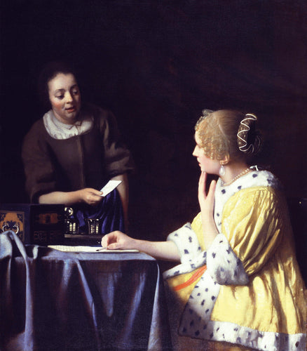 Senhora com sua criada segurando uma carta (Johannes Vermeer) - Reprodução com Qualidade Museu