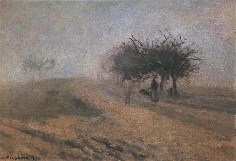 Misty Morning At Creil (Camille Pissarro) - Reprodução com Qualidade Museu