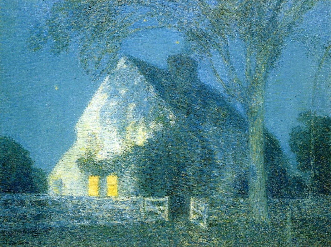 Moolight The Old House (Childe Hassam) - Reprodução com Qualidade Museu