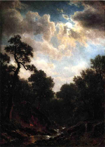 Paisagem enluarada (Albert Bierstadt) - Reprodução com Qualidade Museu