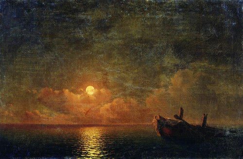 Navio naufragado à noite ao luar (Ivan Aivazovsky) - Reprodução com Qualidade Museu