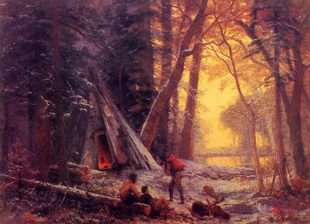 Moose Hunters Camp (Albert Bierstadt) - Reprodução com Qualidade Museu